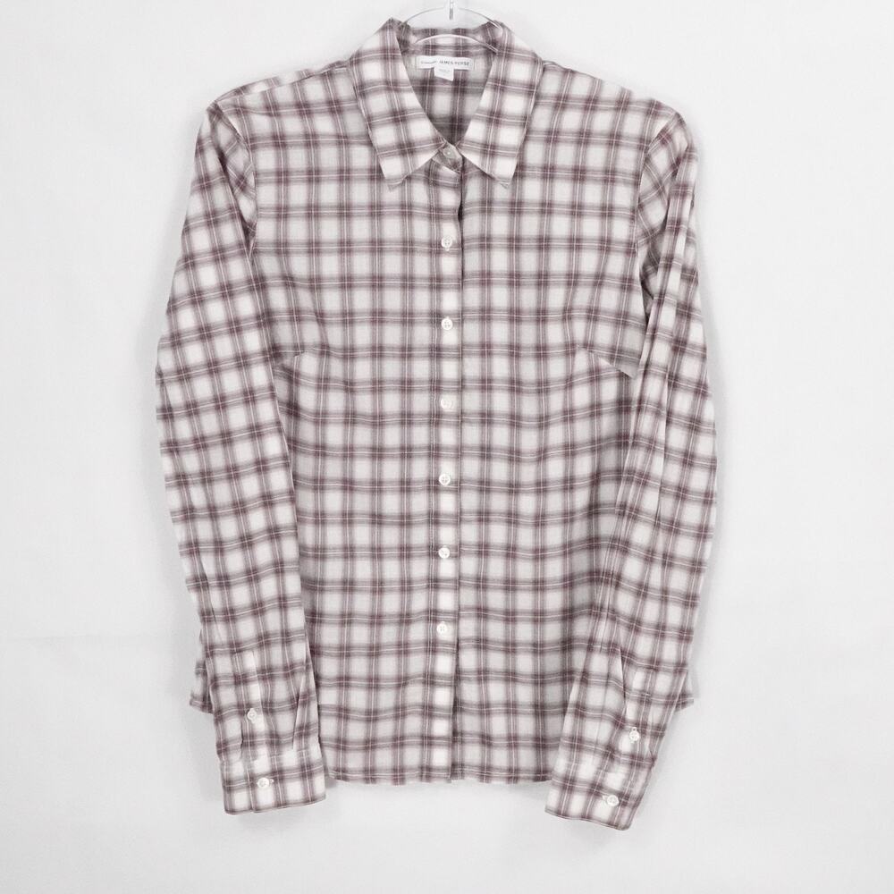 James Perse White and Burgundy Plaid Button-Down